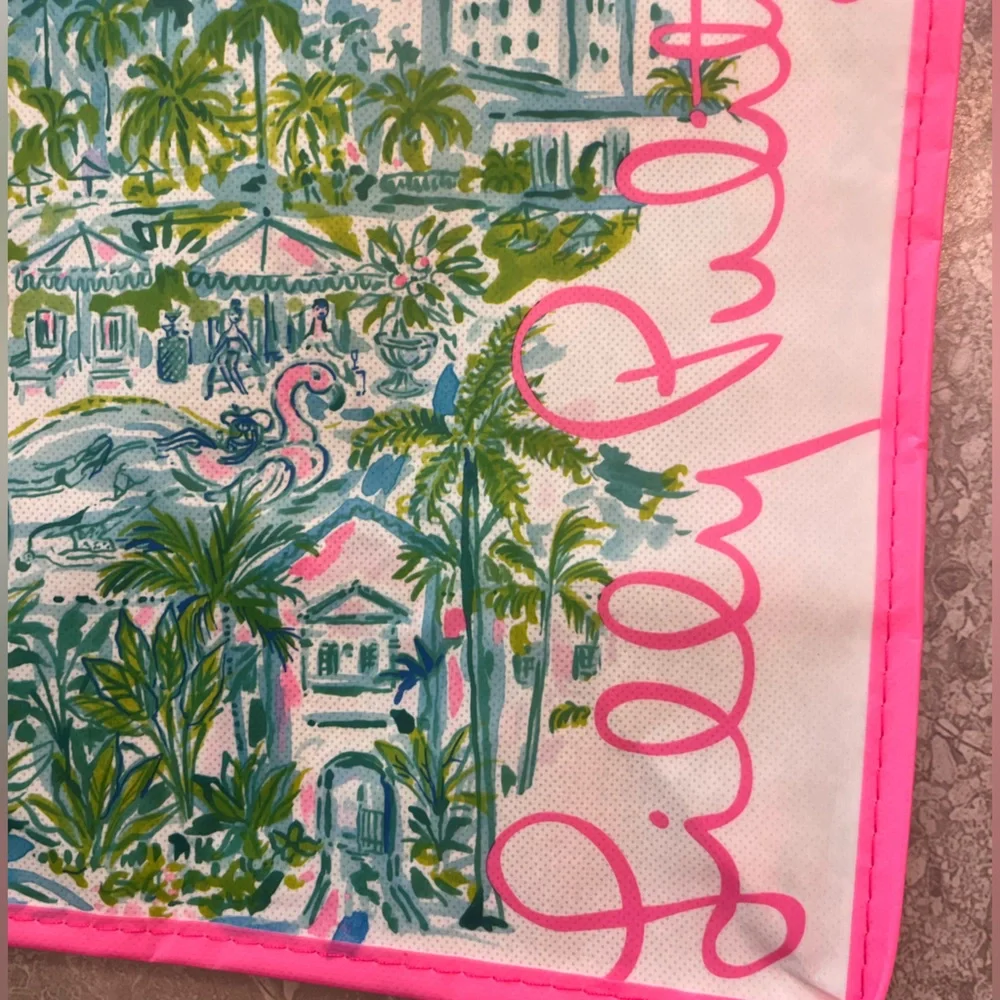 Lilly Pulitzer Tropical Pink and Green Tote Bag, 15” x 11”